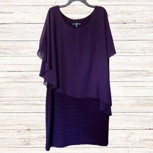 Betsy Adam Plus Size Chiffon Overlay Sheath Dress